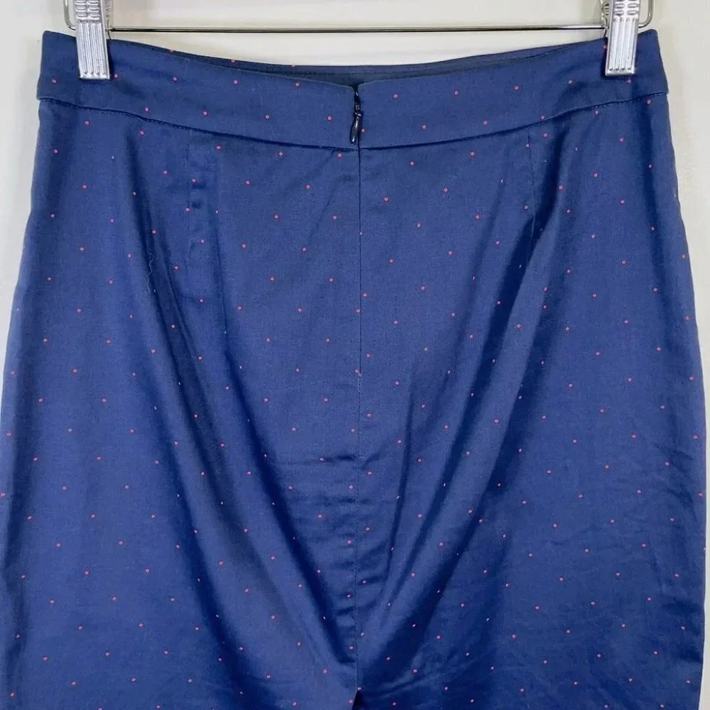 J.crew The Pencil Skirt Navy Red Polka Dot